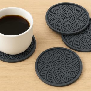 Silicone Coaster Set of 4 Non Slip and Heat Resistant for Hot Cups