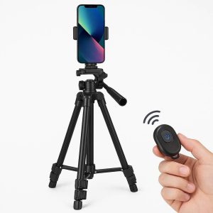 Heavy Duty Phone Tripod Stand with Bluetooth Remote for Content Creation